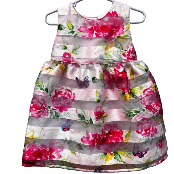 Wonder Nation Floral Party Dress 2T - Elegant White Sleeveless - Picture 1 of 9